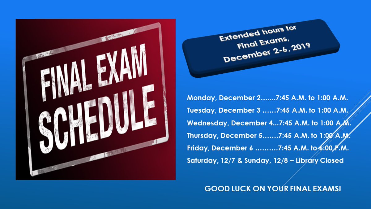 velappanv's tweet photo. @CharlesChesnutt Library's extended hours starts from tomorrow for Final Exams.  Good Luck on your Final Exams!  @uncfsu https://t.co/wv4zum8wyK