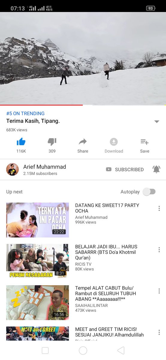isengajagalau's tweet photo. Pagi pagi cek yt eeh udah #trending5 aja vidio Terima Kasih, Tipang .... Gue pertama liat vidiio ini asli nangis ,padahal kagak ada sangkit hubungan darah atau apapun tapi terharu aku tuu. Karna aku ngikutin mereka dari duluu banget... Congrast kk Tipang ❤️❤️ https://t.co/0bhJ8LfZwW