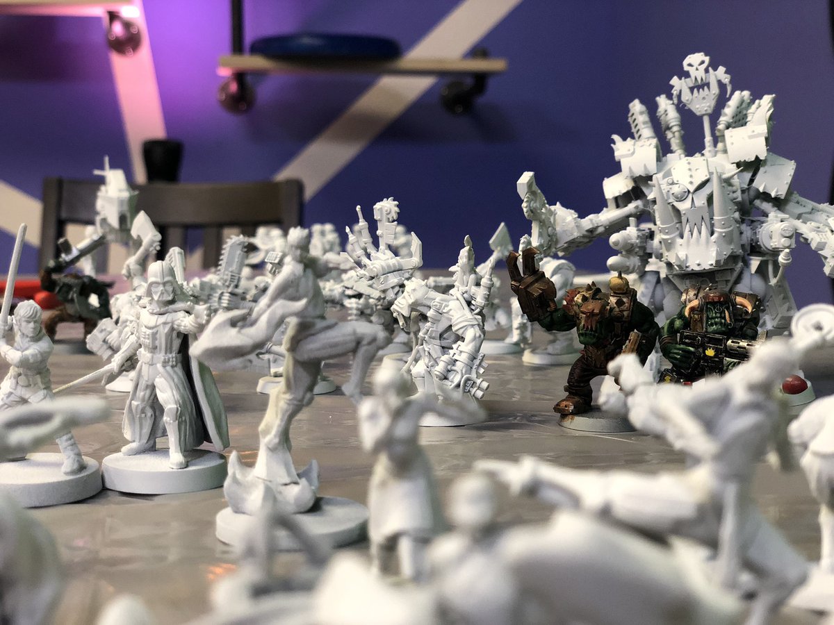 PerceptStudio's tweet photo. We’re going to do some minis painting tonight! We have options. 😁 What would you paint? Or what ARE you painting? 

#warhammer40k #orks #legendofkorra #probendingarena #starwars #starwarslegion #andsomerandomtables https://t.co/LFE3VBNCqK