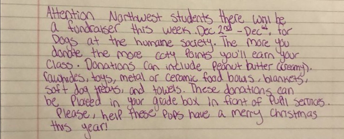 there will be COTY this week from december 2nd-4th for donating dog related items!! all donations will go to the Humane Society. donation examples are listed below