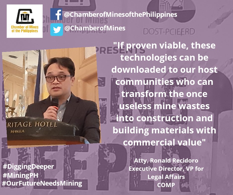 Atty. Ron Recidoro felt hopeful that harnessing science and technology will benefit host communities to develop economically viable livelihood programs. <a href="/dostpcieerd/">DOST PCIEERD</a>

#DiggingDeeper #OurFutureNeedsMining
#MiningPH