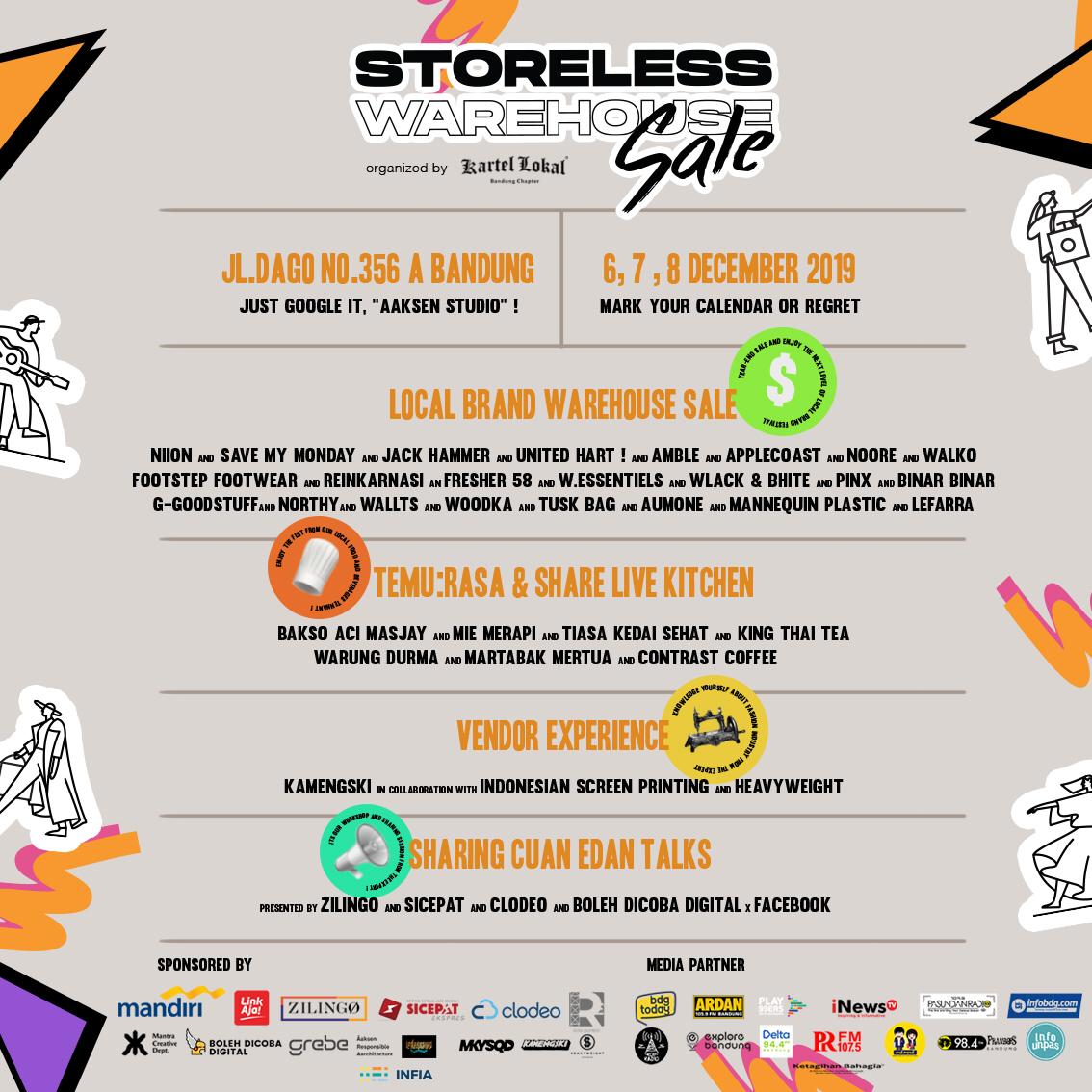 PRFMnews's tweet photo. Rasakan sensasi berbelanja di Warehouse Sale by @kartelokal dengan pengalaman yang berbeda dari berbagai tenan lokal. Nikmati segala jamuan dari #sharingcuanedan yang berbobot dan tentunya manjakan mata dan perutmu di #temurasa dan #ShareKitchen https://t.co/c2ws3CeRNj
