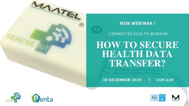 Connected Health Webinar: how to secure health data transfer? Discover the SERENE-IoT solution for remote patient monitoring - 
--> 9 December 2019 - 11H to 12H
mailchi.mp/67ea7cf5fdec/w…
 #serene #healthdata #IoT #IoMT #patientmonitoring #STPartner #STPartnerProgram