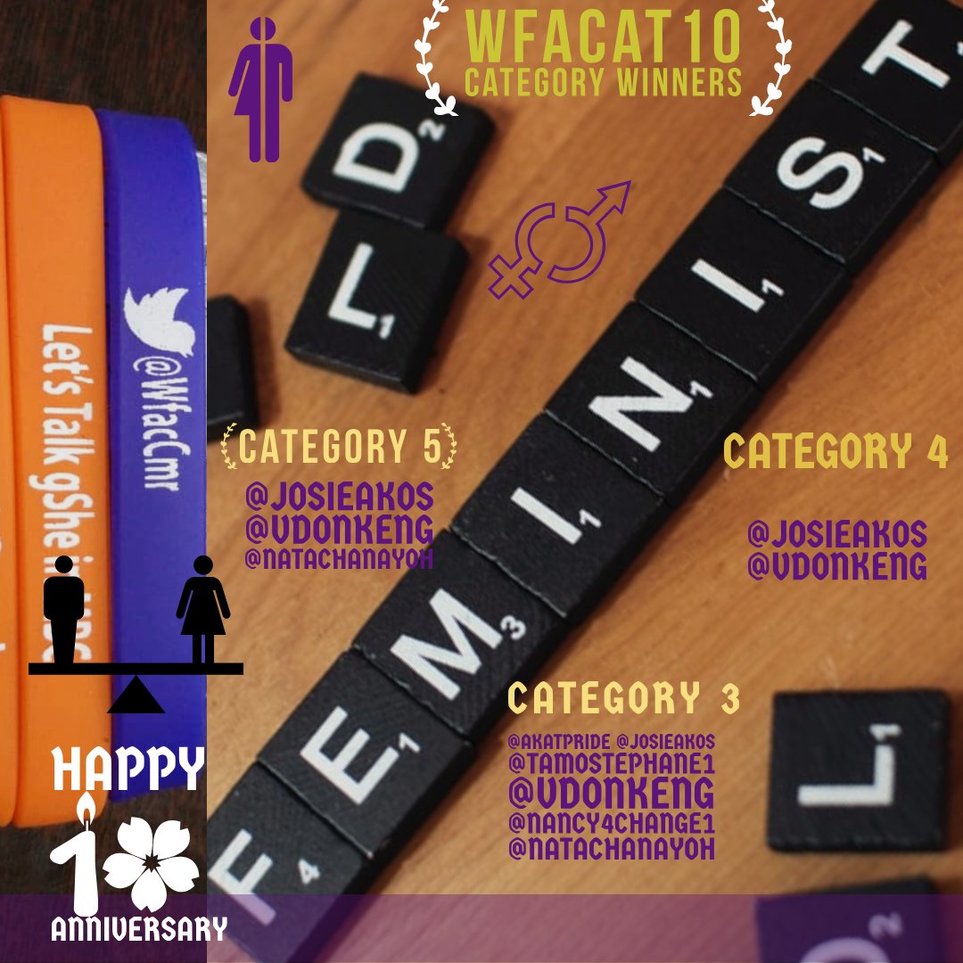 WfacCmr's tweet photo. Proud to announce the winners of  #WfacAt10 anniversary @Twitter quiz! Congratulations  to @AkatPride @JosieAkos @tamostephane1 @VDonkeng @Nancy4change1 @NatachaNayoh ❣ https://t.co/PvYOlif6TR