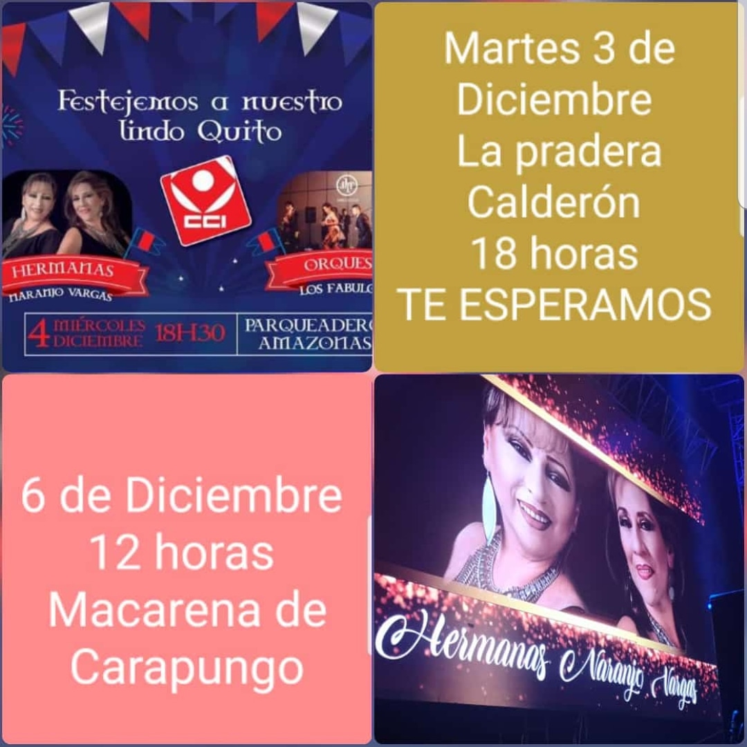 Hermanasnaranjo's tweet photo. 3 4 5 Y 6 DE DICIEMBRE 
FESTEJAMOS A QUITO CON SABOR A "NARANJO VARGAS" https://t.co/C7CMsOjrf1
