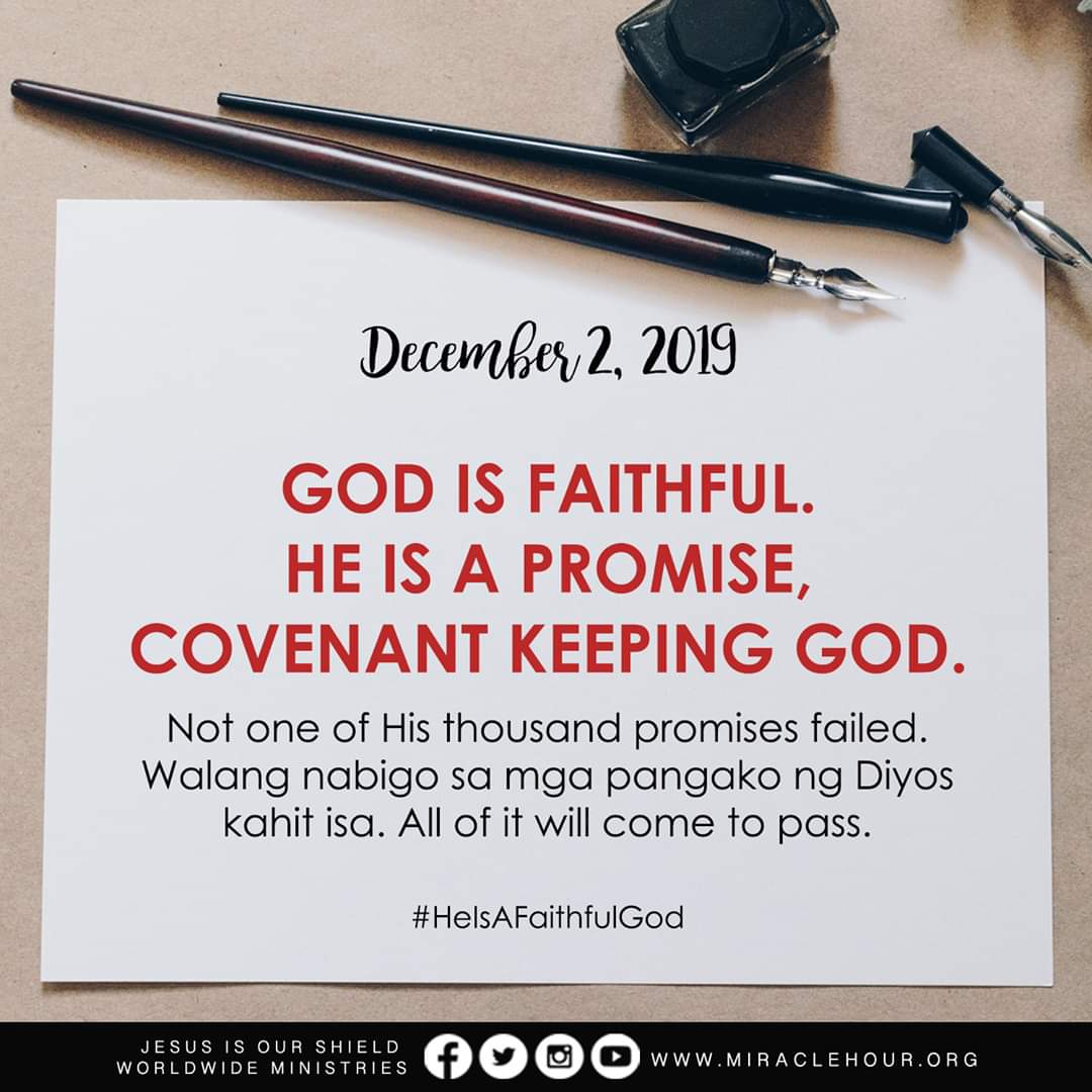 JIOSWMofficial's tweet photo. Day 336 of 365 - God is faithful. He is a promise, covenant keeping God. Not one of His thousand promises failed. Walang nabigo sa mga pangako ng Diyos kahit isa. All of it will come to pass. -Apostle Renato D. Carillo
#HeIsAFaithfulGod https://t.co/oSULJUYcAz