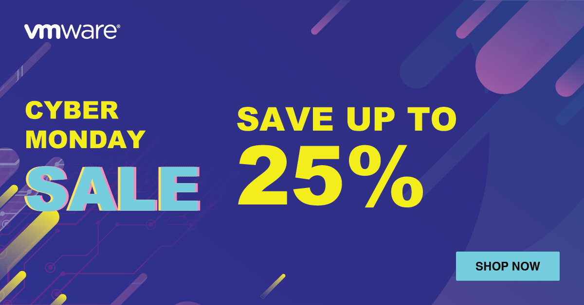 VMwareEducation's tweet photo. Cyber Monday Hot Deals 
Get yourself trained and certified on VMware solutions with great savings! https://t.co/BWX1QYG3Oc https://t.co/3mGQta5aYT