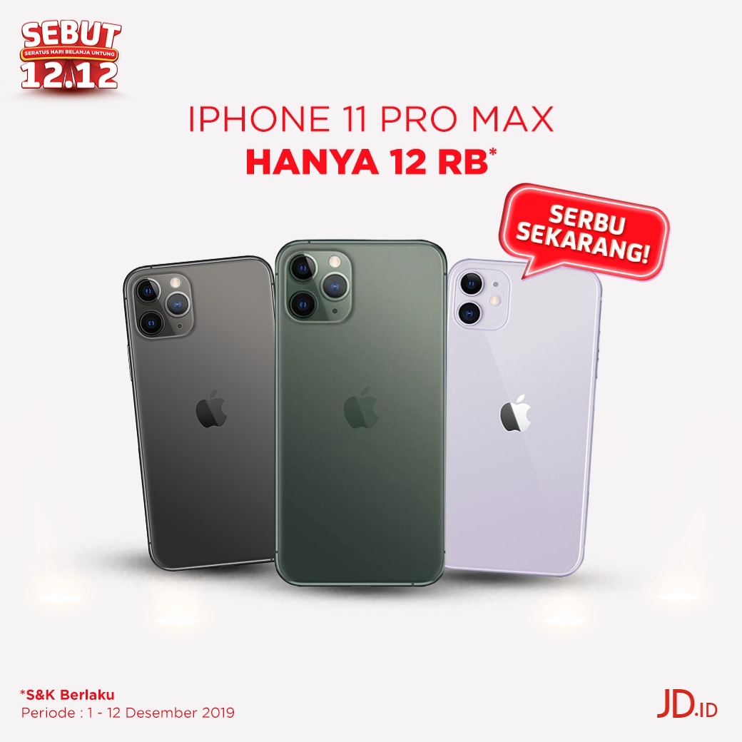 JDid's tweet photo. AAAAAK! Siap-siap!! cuma bayar 12 Ribu bisa dapet iPhone 11 Pro Max?! π
Jangan dianggurin kesempatannya gunakan kode kuponnya.
Langsung serbu sekarang https://t.co/VGoVx7GYtR β€
.
#JDID #DijaminOri #SemangatOri #SebutJDID #SebutJDID1212 #Sebut1212 https://t.co/N32zBYuXZs