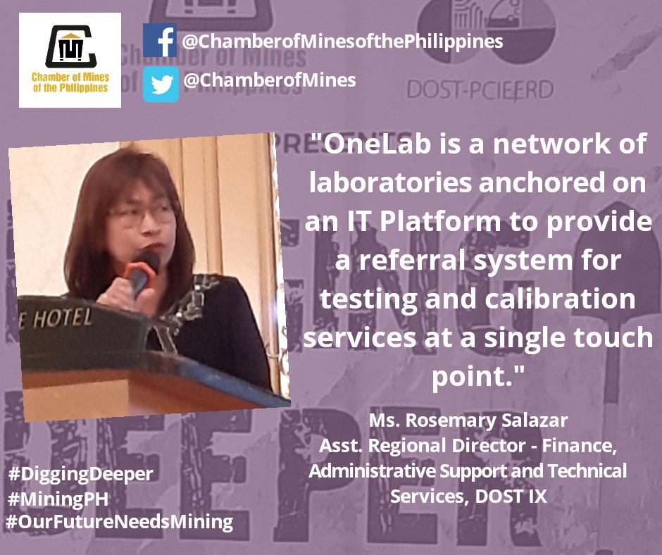 Ms. Rosemary Salazar shared the suite of services offered by this network of analytical and calibration laboratories distinguished for quality, proficient services and ultimate customer convenience. <a href="/dostpcieerd/">DOST PCIEERD</a>

#DiggingDeeper #OurFutureNeedsMining #MiningPH #OneLab