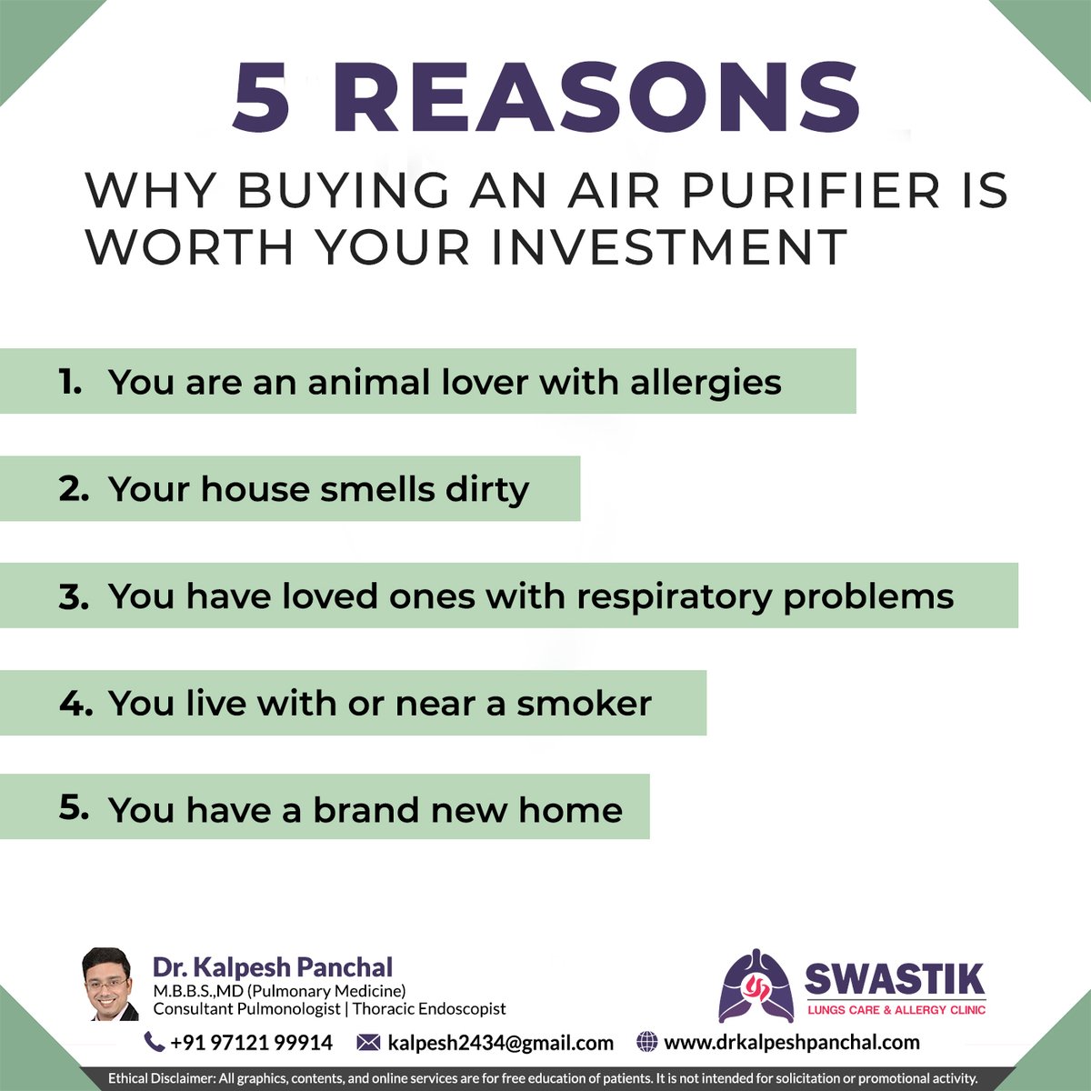 5 reasons why buying an air purifier? #AirPollution #PollutionFacts #SwastikHospital