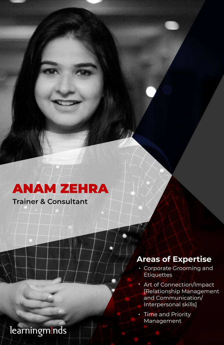 LMGonline's tweet photo. Anam Zehra is a Consultant and Trainer at Learning Minds. 
To book Anam Zehra for your trainings, reach out to us at info@learningmindsgroup.com or 92-335-0327788.

#LearningMinds #LearningForLife #CustomizedTrainings #Trainings #HumanResources #Trainer #Consultant https://t.co/mWY04Jb7x1