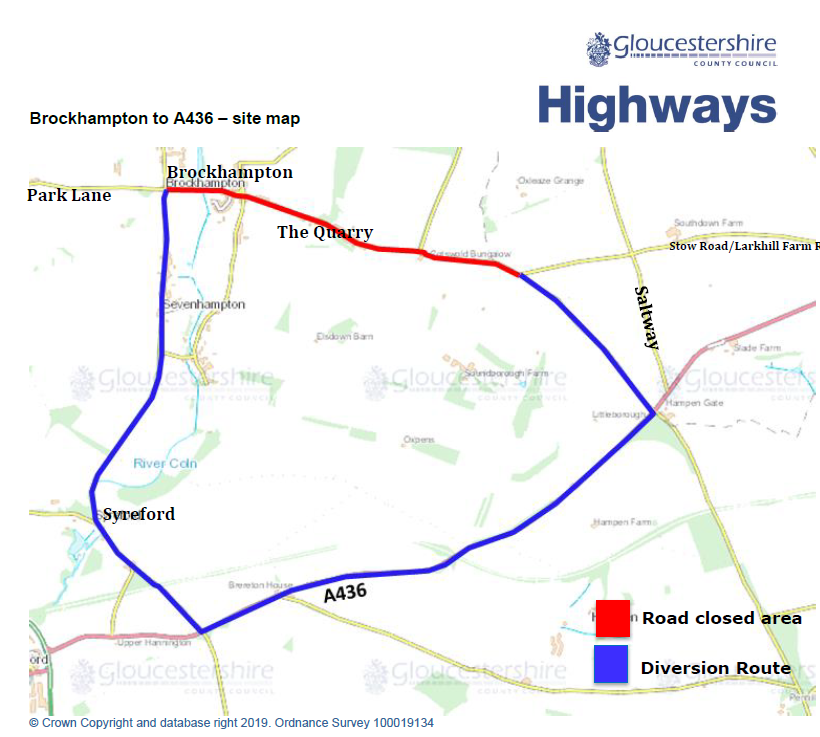 GlosRoads's tweet photo. #Brockhampton to A436 - Carriageway work taking place here on 4th Dec. A road closure will be in place 0730 to 1830 whilst the work is undertaken #yourhighways https://t.co/7PFwcrS9W2