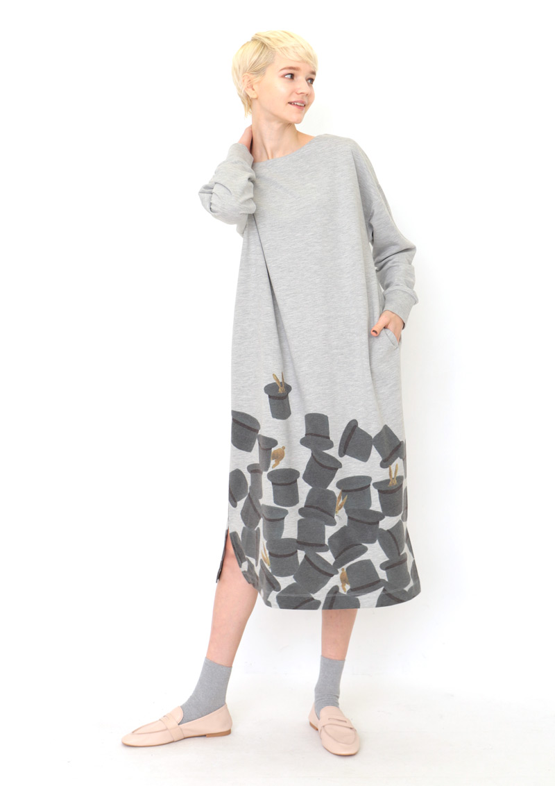 グラニフ スウェットロングワンピース ゆったり ストンとしたシルエットのワンピース ネコハイヌハ と ラビットアンドハット の２色展開です グラニフhttps T Co Ovp6npy8mn