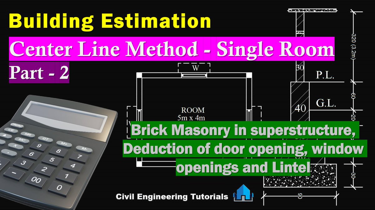 CIVILTutorials's tweet image. Building Estimation - CENTER LINE METHOD - Single Room - PART 2
youtu.be/OhFec55dCEU
#CivilEngineeringTutorials
#CivilTutorials
#Estimation&Costing
#EstimatingAndCosting
#BuildingEstimation
#CenterLineMenthod