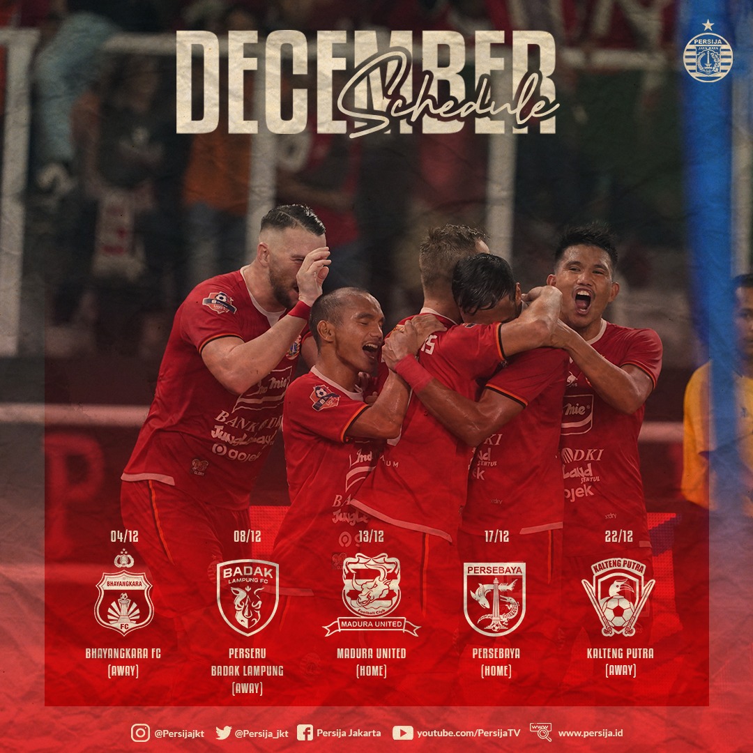 Persija_Jkt's tweet photo. 5 laga terakhir di bulan Desember. 🗓🔴

#PersijaJakarta https://t.co/75icQphjWX
