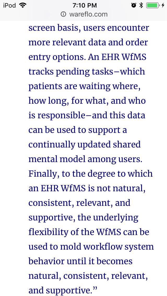 wareFLO's tweet image. What if your clinical software cannot be made to conform to your ideal workflow? What if the reason is not just specific missing features but due to fundamental limitations in software architecture? What if most or all EHRs shared that same architecture? #HIMSS20 #HIMSSworkflow