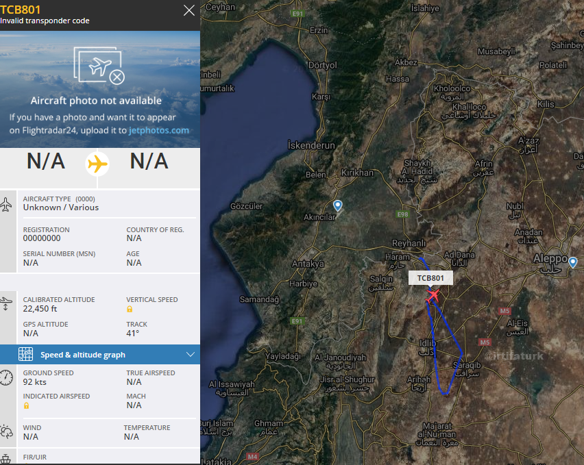 irtifaturk's tweet photo. 🇹🇷✈ Türk Silahlı Kuvvetlerine Ait #SİHA, İdlib'te Uçuş Gerçekleştiriyor. #TCB801
🇹🇷✈ Turkish #UAV is in Idlib, #Syria. https://t.co/gun8suIrh2