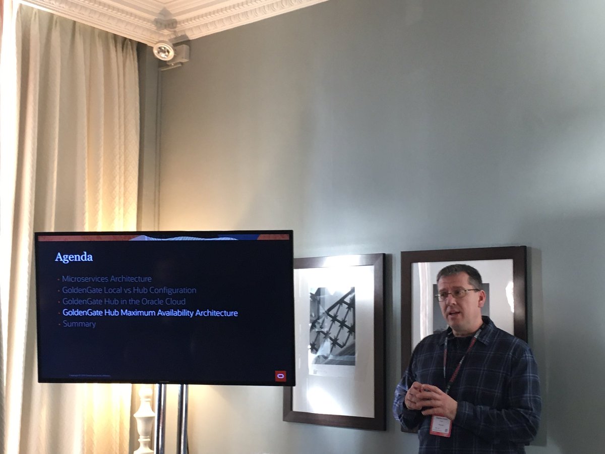 Nikitas_Xenakis's tweet image. Stephan Haisley explaining the GoldenGate Hub architecture in @OracleMAA configuration. Another tool for your #OracleMAA suite. #techfest19 #passtheknowledge