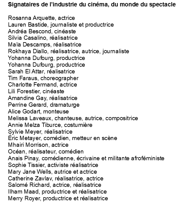 @EuroFilmAwards @lapoudreNE <a href="/alicecoffin/">Alice Coffin</a> <a href="/OrpheoNegra/">Amandine Gay</a> <a href="/ocean_officiel/">Océan</a> @Les_Aliennes <a href="/womenwhodostuff/">Women who do stuff</a> <a href="/womensmarchpar/">Women's March Paris #SignezPourNotreAutonomie</a> <a href="/elisarojasm/">Elisa ROJAS</a> @EliseThiebaut <a href="/DiataResonantes/">Diariata N'Diaye</a> Signataires de l’industrie du cinéma, du monde du spectacle, nous vous demandons de mettre en lumière la culture du viol en Europe et de faire honte à ses auteurs dans l'industrie cinématographique plutôt que de les mettre à l'honneur ✊#EFA2019 @EuroFilmAwards