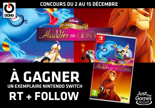 #CONCOURS - #DISNEY CLASSIC GAMES - #Aladdin &amp; #TheLionKing 
Tentez de gagner un exemplaire du jeu sur #NintendoSwitch en partenariat avec @JustForGames_FR 
➡️Pour participer : RT + FOLLOW