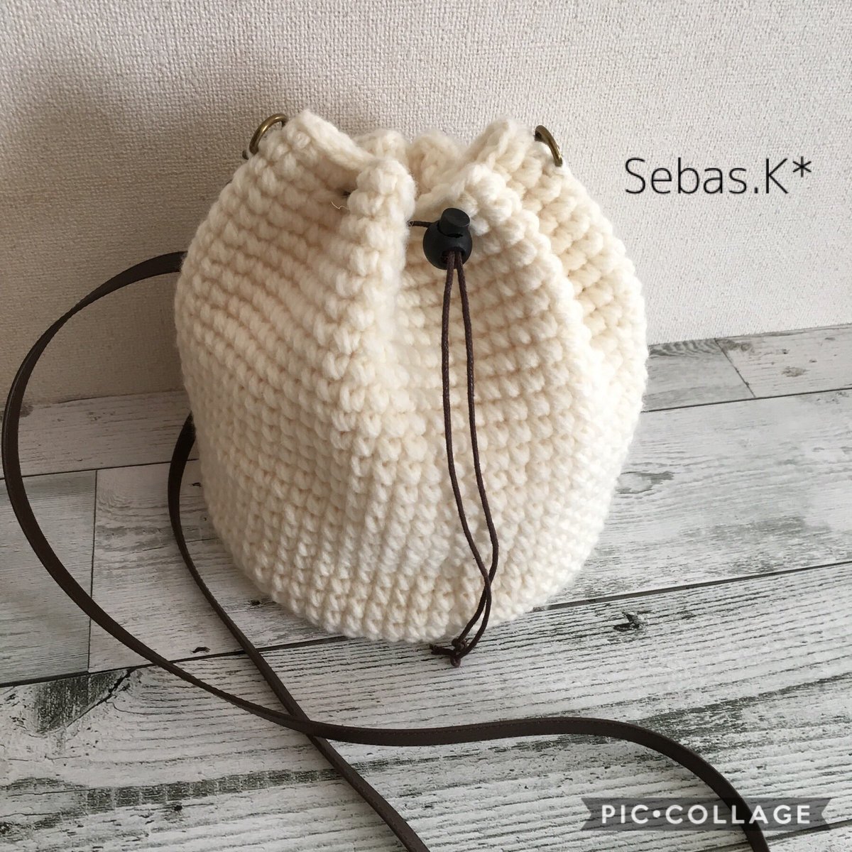 出産祝い公式 カギアミ 巾着バッグ ショルダーバッグ 30オフセール ハンドメイド ファッション 小物 Roe Solca Ec