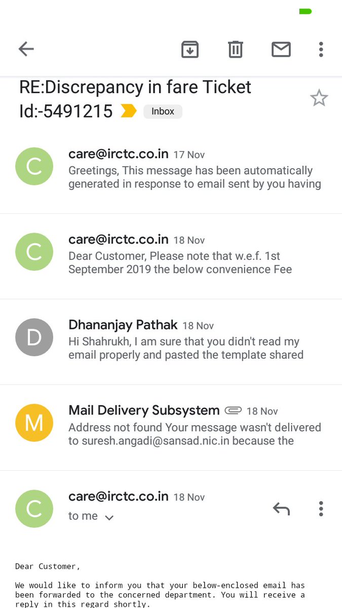 dhananjay2005's tweet image. Team @IRCTCofficial why you people are ignoring my complaint raised on email support channel. 2 weeks passed but nobody replied yet. If you want to help your customer then resolve my as soon as possible else I can take strict action against #fraudIrctc @PiyushGoyal @RailMinIndia