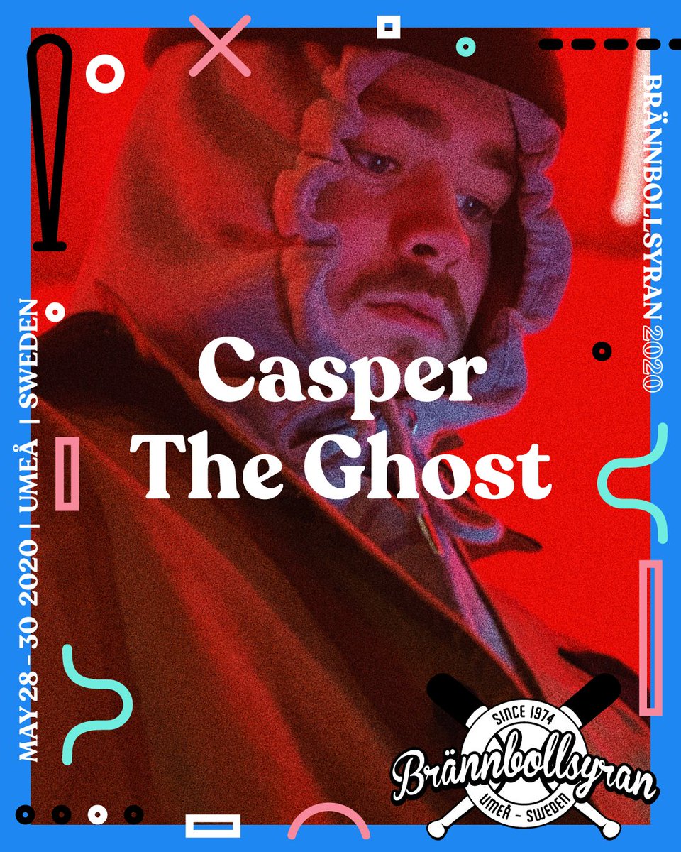 brannbollsyran's tweet photo. CASPER THE GHOST

Casper The Ghost klar för Brännbollsyran 2020 i Umeå 28-30 maj. Casper The Ghost är kusin-duon Casper Brodin och producenten Victor Hillbom. Tillsammans skapar de melodiskt trap med inslag av emo, pop och indierock. 

#brännbollsyran #caspertheghost @ghxstlord https://t.co/WNpzjzs1oG