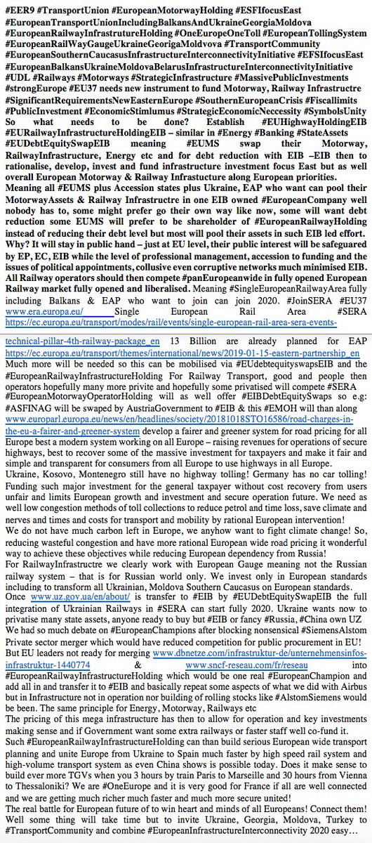 GunterFehlinger's tweet photo. @Bulc_EU @GOettingerEU @jyrkikatainen @mariannethyssen @Avramopoulos @EBienkowskaEU @MimicaEU @MalmstromEU @StylianidesEU @TNavracsicsEU @VPrystaiko @DmytroKuleba ETR calls for #PanEuropeanLabourMarket #PanEuropeanTransportUnion Membership in #EUCustomsUnion #EUDefenceIntegration #EUDigitalUnion and all now in 2020 including all #EU37 from 2020 onwards. https://t.co/PuXg4rhsWd