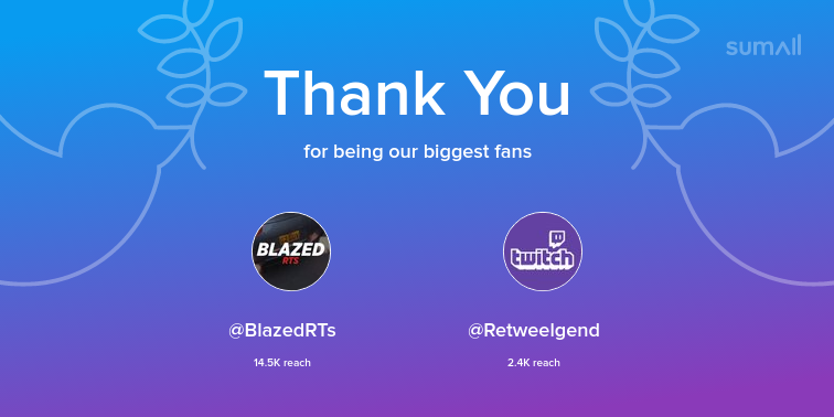 2SpawnNoob's tweet photo. Our biggest fans this week: BlazedRTs, Retweelgend. Thank you! via https://t.co/RVh1iTZ7YS https://t.co/SFqc8ccsKR