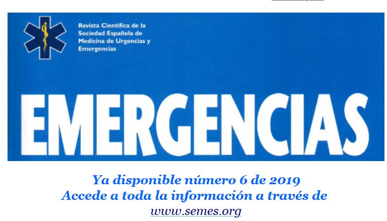 🗞️🗞️ <a href="/EMERGENCIAS_NET/">EMERGENCIAS</a>  revista científica editada por <a href="/SEMES_/">SEMES</a> 
6 números al año, que podrás recibir en su edición impresa por ser socio de <a href="/SEMES_/">SEMES</a> 

Hazte socio aquí ▶️  semes.org/registro/

Resumen de los articulos destacados en este número
 ▶️ aquí bit.ly/2rMU9FK