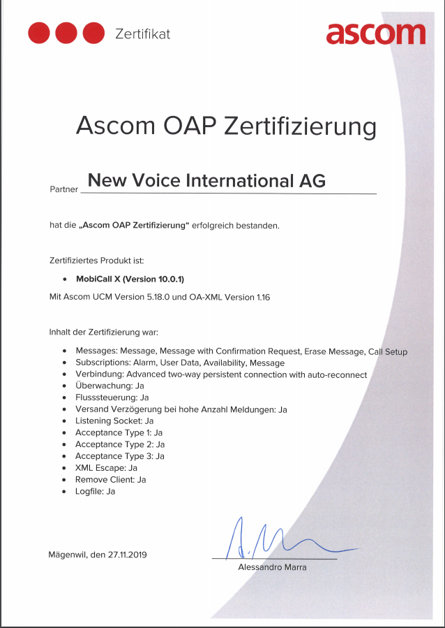 NewVoiceIntern1's tweet photo. ASCOM OAP CERTIFIED!

Great news for New Voice International AG after being certified with MobiCall X (Version 10.0.1) With Ascom UCM Version 5.18.0 and OA-XML Version 1.16. https://t.co/1bQ8JfbQvs