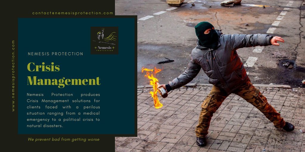 NemesisProtect1's tweet image. #NemesisProtection produces #CrisisManagement solutions for clients faced with a perilous situation ranging from a medical emergency to a political crisis to natural disasters. Get in touch at contact@nemesisprotection.com for more info. #emergencypreparedness #evacuation #crisis
