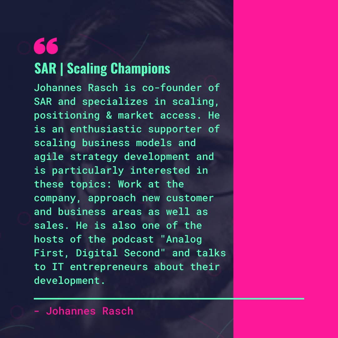 We're starting into the week with a new speaker. Johannes Rasch from SAR Business Solutions GbR will be part of the wirefly.festival. We are very pleased. Happy monday to all of you! #wirefly2020