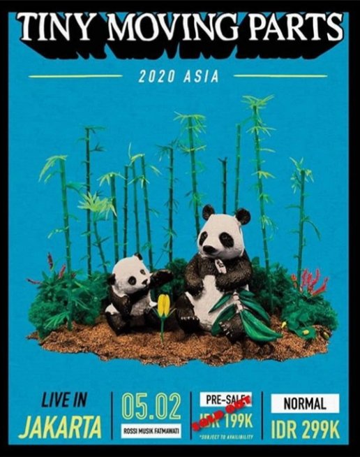 Utk Bandung dsk yang nyari tiket Tiny Moving Parts live Jakarta 5 Feb 2020 bisa hub deep insight music 089503467666, yang mau berangkat bareng hub 082216429175