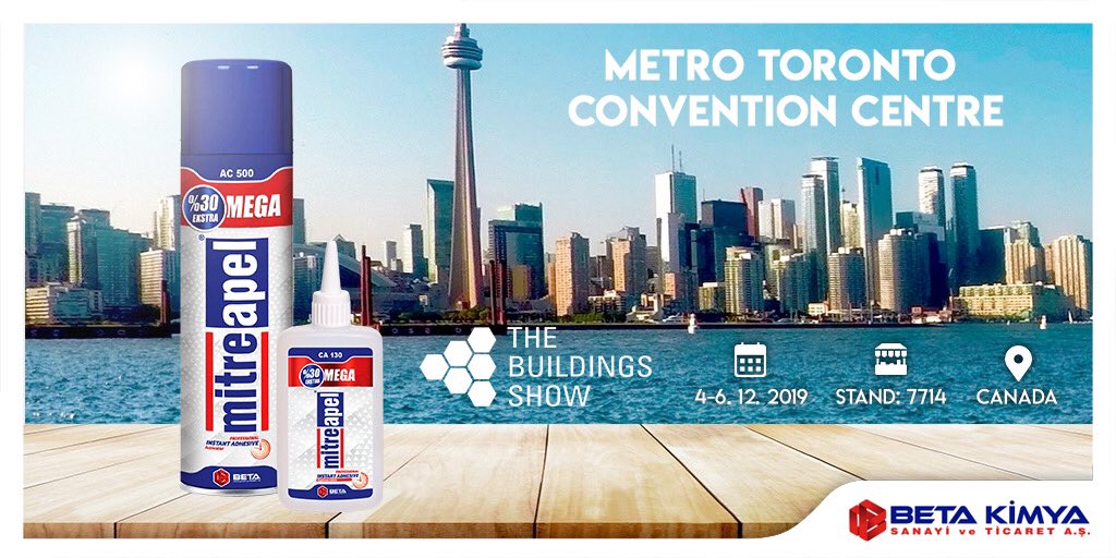 betakimya_as's tweet photo. Yepyeni ürünlerimizi dünya çapında duyurmaya devam ediyoruz.4-6 Aralık tarihleri arasında Toronto/Kanada'da gerçekleşecek The Buildings Show Fuarı'nda 7714 numaralı standımıza uğramayı unutmayın!
#BetaKimya #DünyayıYapıştırıyoruz #adhesive #canada #thebuildingshow #fuar https://t.co/5CDnuOFbec
