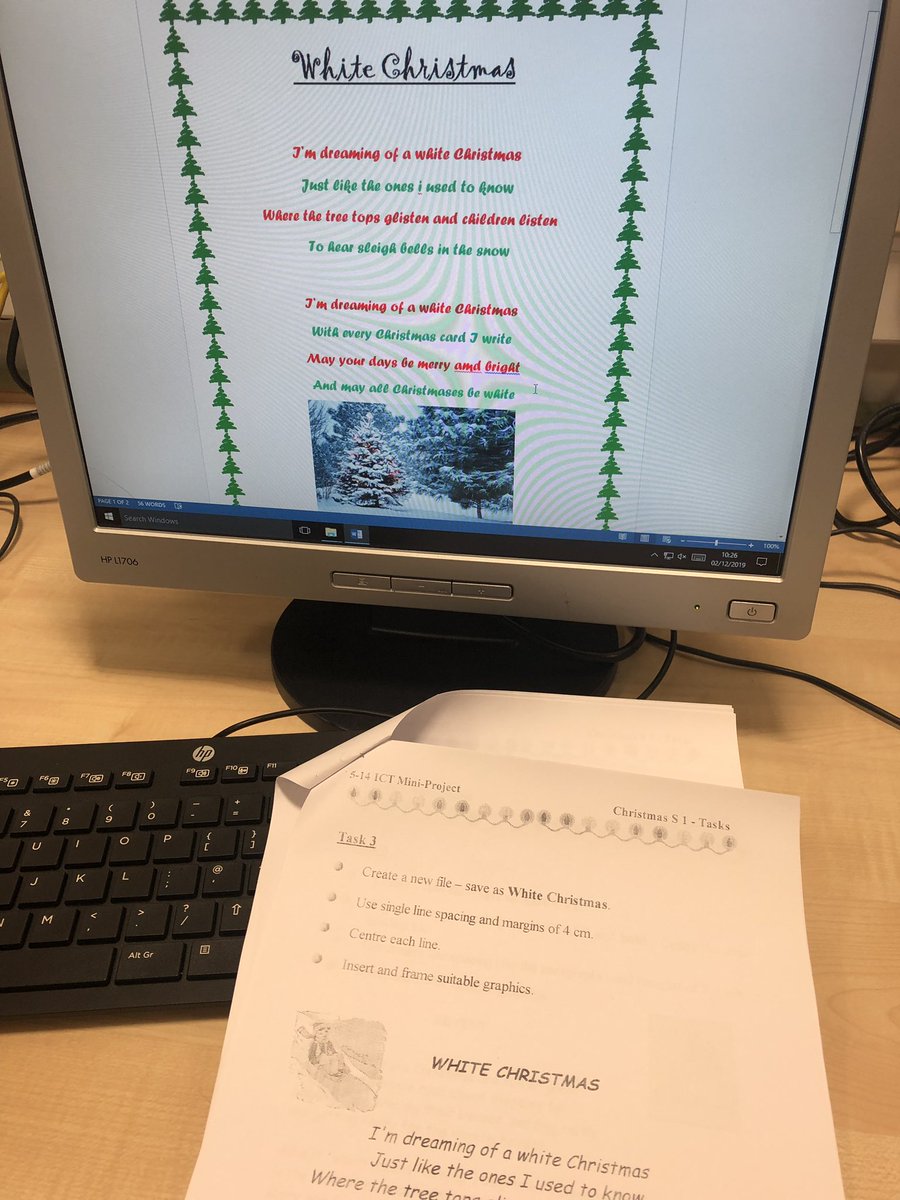 GreenwoodBusEd's tweet photo. 1A2 IT displaying their word processing skills while getting into the Christmas spirit🎄 @Greenwood_Acad #successfullearners #wordprocessing #changefontsizestyle #christmasgraphics #borders https://t.co/qLnnJAEStN
