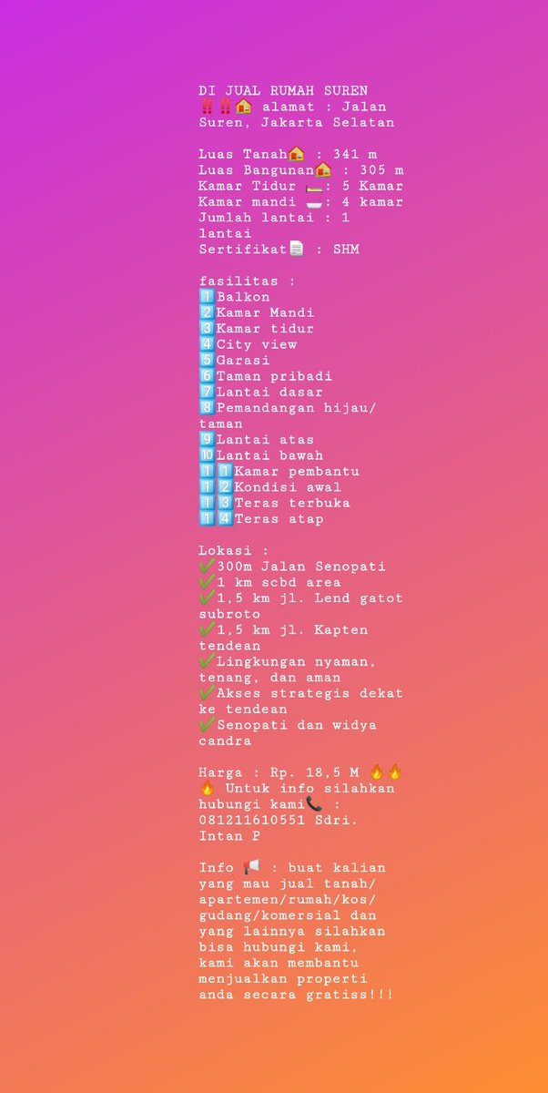 infosinerland's tweet photo. Yuk buruan hubungi 081211610551 untuk info lebih lanjut! Karena rumah ini di jual cepat gausah kebanyakan mikir nanti keburu di ambil orang lain 😎.
#jakarta #dkijakarta #properti #rumah #tanah #apartemen #hotel #dijualcepat #gudang #komersial #huniannyaman #jaksel #jakbar #jakut https://t.co/yoxrInEm6y