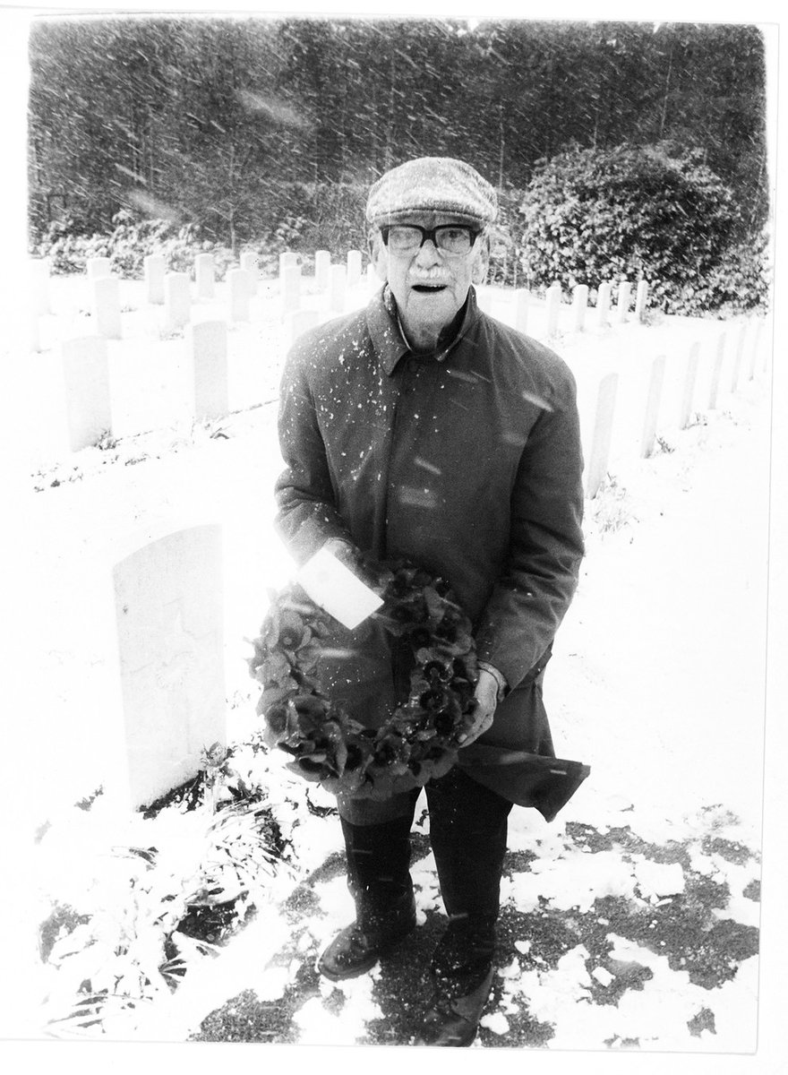 Just catching up with #ArchiveAdventCalendar. Yesterday's theme was #Snow, and here is a poignant image of Stanley Le Fleming laying a wreath at the grave of his brother, William, of the New Zealand Rifle Brigade, who died in1918, at Cannock Chase Military Cemetery in April 1981.