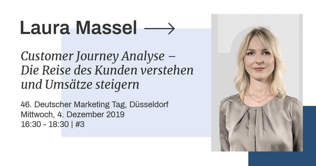Unsere Expertin Laura Massel wird diesen Mittwoch zwischen 16:30 und 18:30 Uhr das Thema Customer Journey Analyse tiefergehend und interaktiv in Raum 16a diskutieren.
Unser Stand: #A3
Agenda: bit.ly/2Otiolv
#TRG <a href="/dmv_tweets/">DMV</a> #marketing_centricity #DMV #CustomerJourney