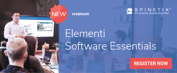 SpinetiX's tweet photo. Last Chance to Register for Thursday's Elementi Software Essentials Webinar - https://t.co/zdr3gmXi0o https://t.co/UM5CAfDfgE
