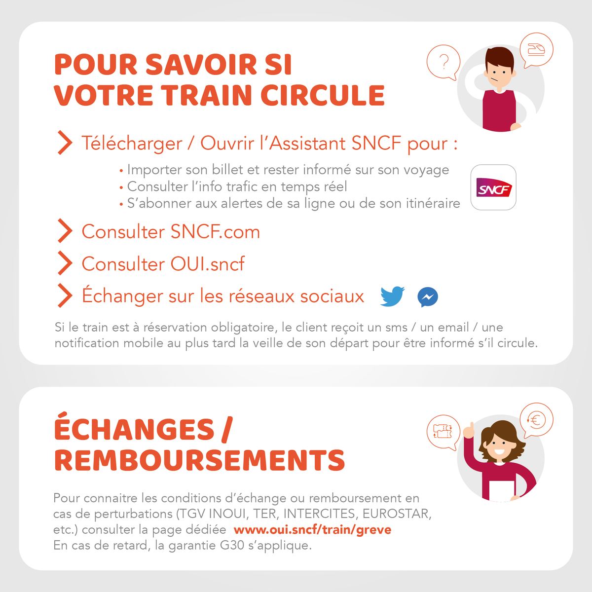 SNCFConnectTech's tweet photo. 📌A l'approche du 5/12, @SNCF se mobilise pour offrir une information voyageurs fiable et complète.

1️⃣ Pour l'#InfoTrafic privilégiez l'#AssistantSNCF 
👉 https://t.co/xUKyBYI1wf

2️⃣ Pour vos échanges &amp; remboursements rdv sur https://t.co/C1eOLIOEmF
👉 https://t.co/fP6RFttTv0 https://t.co/aqHrw0ckiQ