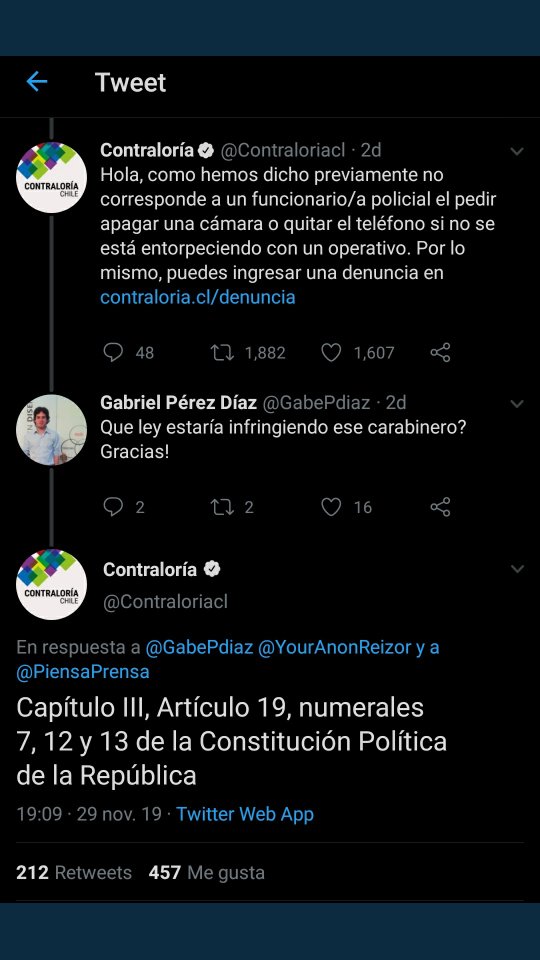 1524patricia's tweet photo. Cabr@s,  ojo con esta información! 

GUÁRDENLA EN CASO DE QUE UN PACO LOS WEVEE SI ESTÁN GRABANDO SUS PROCEDIMIENTOS. 
Y realicen las denuncias en Contraloría on-line. 
 #MARCHA3DEDICIEMBRE https://t.co/jxkUhLf1Xs