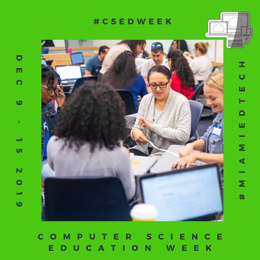 iGregoryJohnson's tweet image. It's happening, teaming up with @MiamiEdTech to bring techies to schools across Miami-Dade County for CSWeek. Teachers were trained through @Microsoft and @CodeArtMiami. 40 schools and 50+ teachers.
They are looking for volunteers to help:  bit.ly/csedweekvolunt…