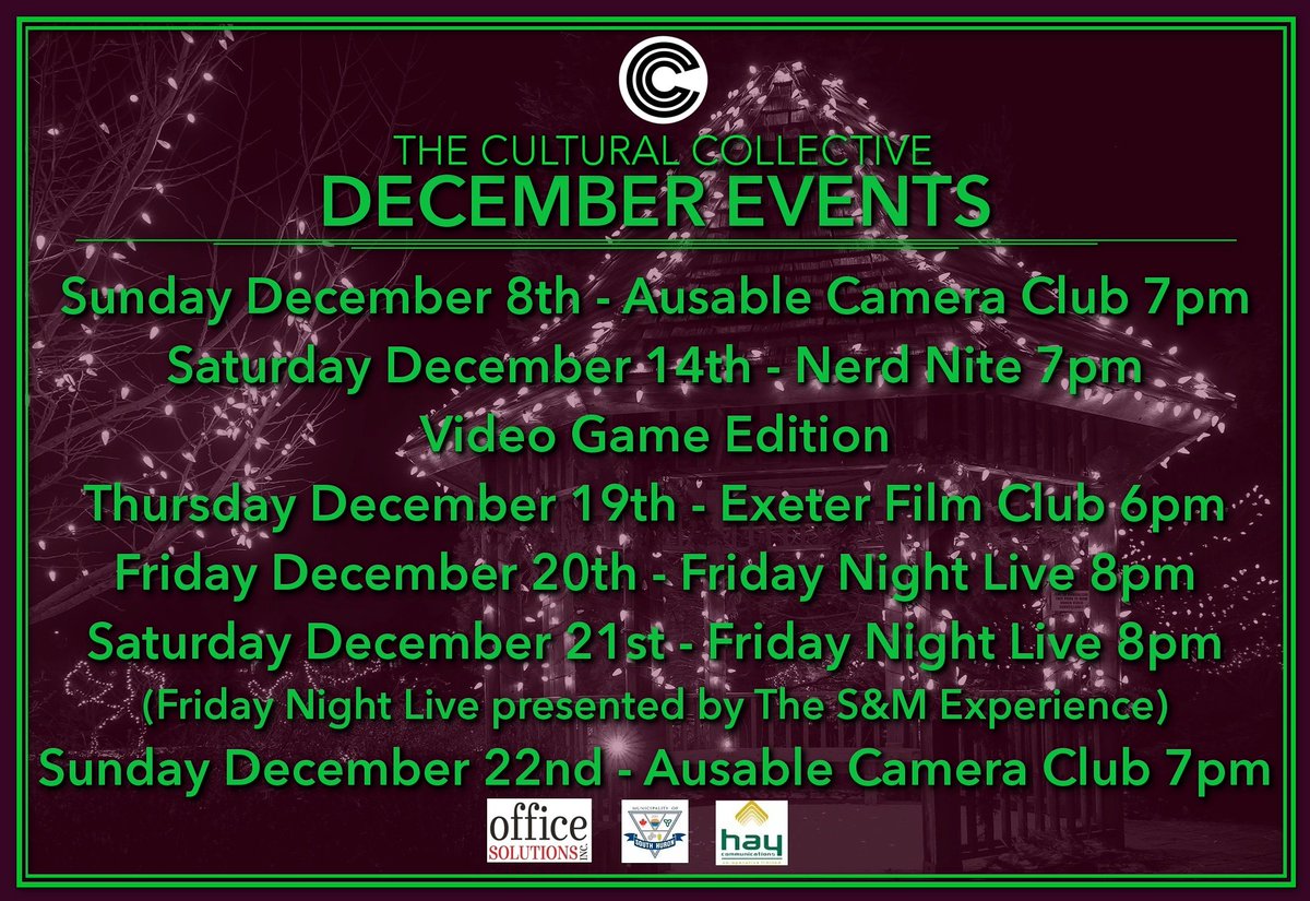 The year is coming to a close but we still have plenty of fun happening. From a night of gaming to two full nights of comedy, check out what The Cultural Collective has got going on this month.