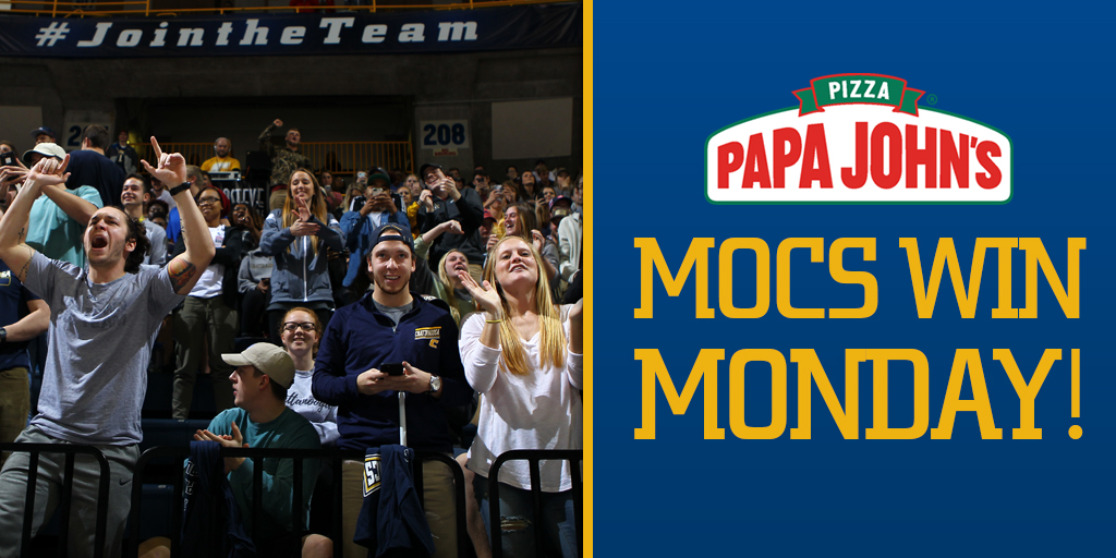 Chattanooga Mocs (@gomocs) on Twitter photo Mocs Win Monday! Thanks to <a href="/GoMocsMBB/">Chattanooga Basketball</a> for wins in the Emerald Coast Classic last week, we all win with 50% off pizza from Papa John's!
Today only, use the code MOCSWIN at pj.pizza/gclxGu to save 50% on your pizza order.
#GoMocs Mocs Win Monday! Thanks to <a href="/GoMocsMBB/">Chattanooga Basketball</a> for wins in the Emerald Coast Classic last week, we all win with 50% off pizza from Papa John's!
Today only, use the code MOCSWIN at pj.pizza/gclxGu to save 50% on your pizza order.
#GoMocs