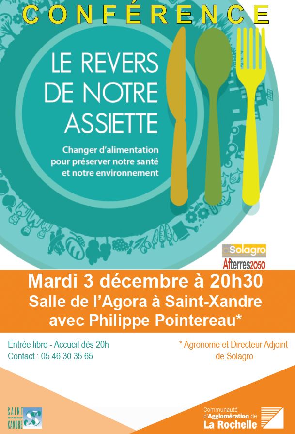 AggloLR's tweet photo. Changer d'#alimentation pour préserver notre #santé et notre #environnement ? C'est le thème de la conférence de demain à la Salle de l'Agora de #SaintXandre en présence de Philippe Pointereau, agronome et dir. adjoint de Solagro.
Entrée Libre, à 20h30.
#produitslocaux #local https://t.co/jJbWBdsC56