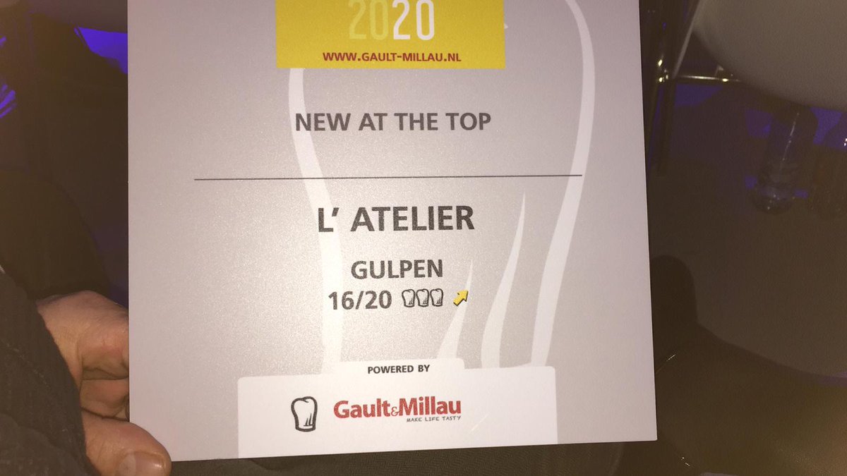 Wat een fijne verrassing vandaag tijdens de Gault&amp;Millau Gidslancering 2020 Heel trots op deze mooie waardering en alle hulde voor ons fantastische team 🍾
<a href="/gaultmillau/">Gault&Millau</a> #gaultmillau2020