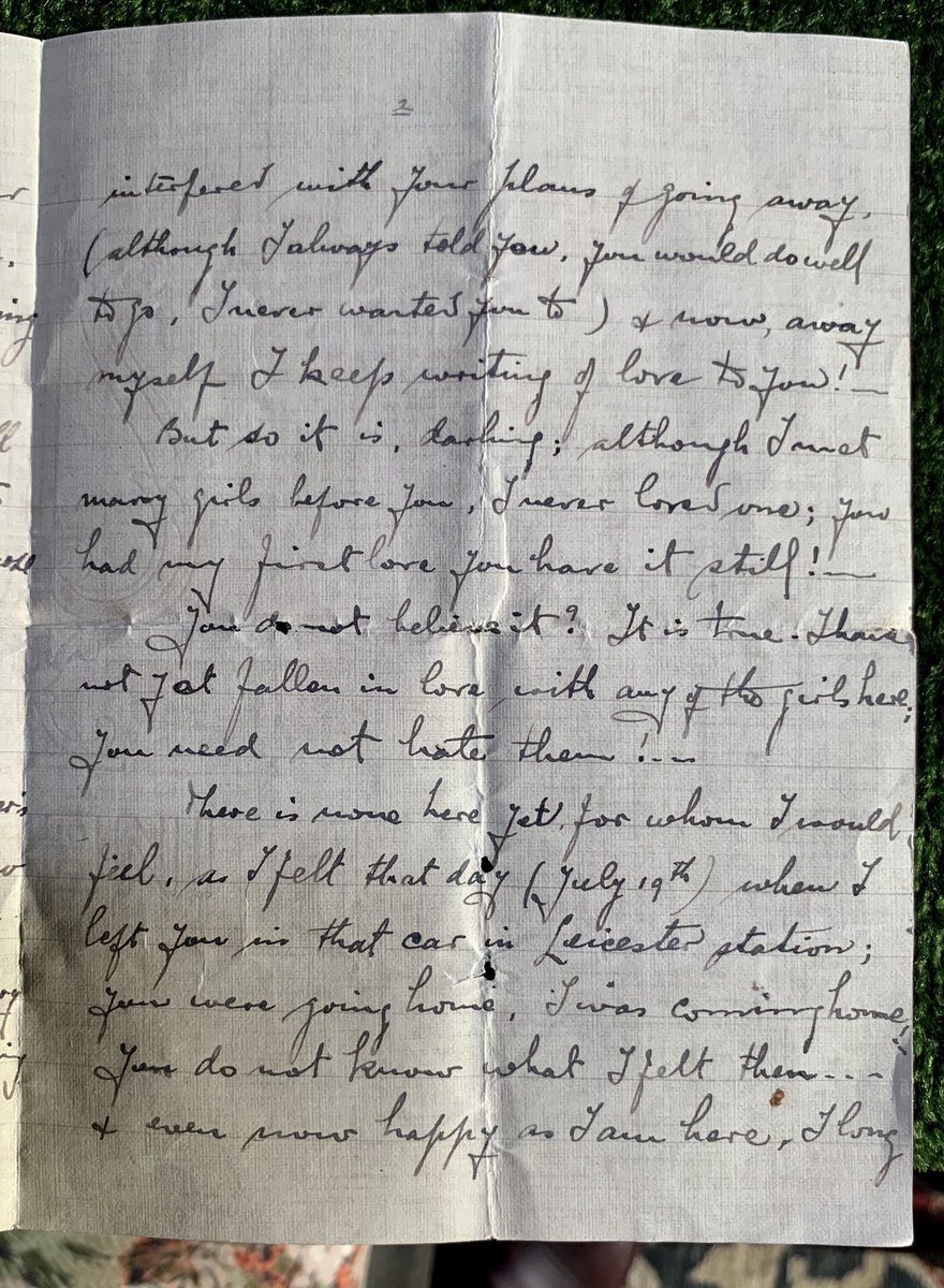 Quite a find on the  #ACGAS set: a love letter from Manoel in Esmoriz, Portugal to his “darling girl”, 2/12/1919. 100 years old this Friday.He writes “There is none here yet for whom I would feel as I felt that day (July 19th) when I left you in that car in Leicester station.”