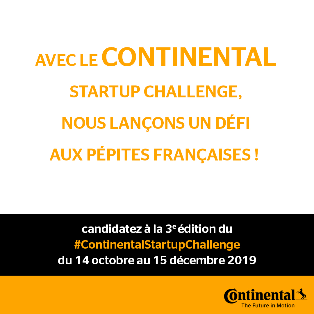 Continental_fr's tweet photo. J-14 avant la fin des inscriptions au #ContinentalStartupChallenge ! Startups, ne ratez pas l'occasion de gagner la coréalisation de votre proof of concept avec une société du groupe Continental.  

Pour participer inscrivez-vous : 
https://t.co/TreGFZOGtp
#startup #innovation https://t.co/ptF9DxLccW