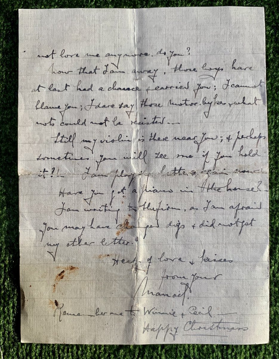 “Now that I am away, those boys have at last had a chance and carried you… I dare say those motor-bykes & what nots could not be resisted...Still my violin is there near you; & perhaps sometimes you will see me if you hold it? …Have you got a piano in the house?”Poor Manoel